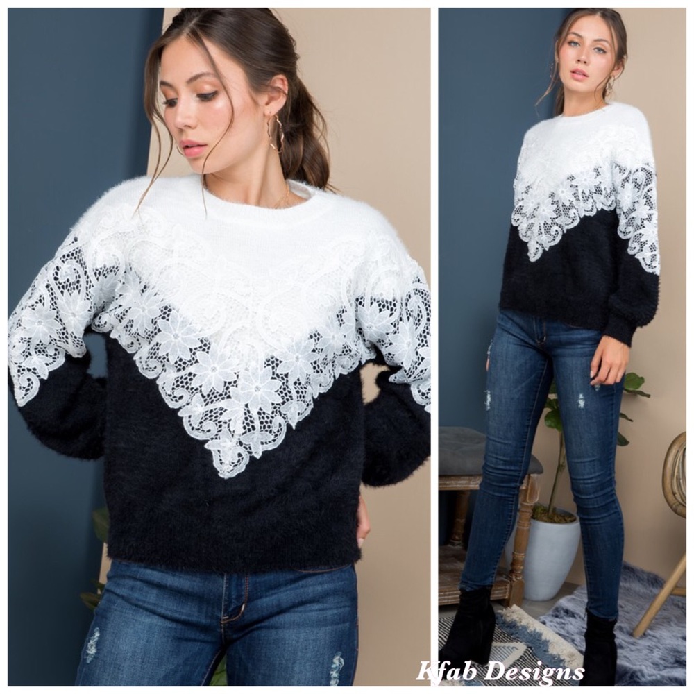 ❤️LAST! Drop Shoulder Soft Lace Detail Sweater! - Picture 2 of 7